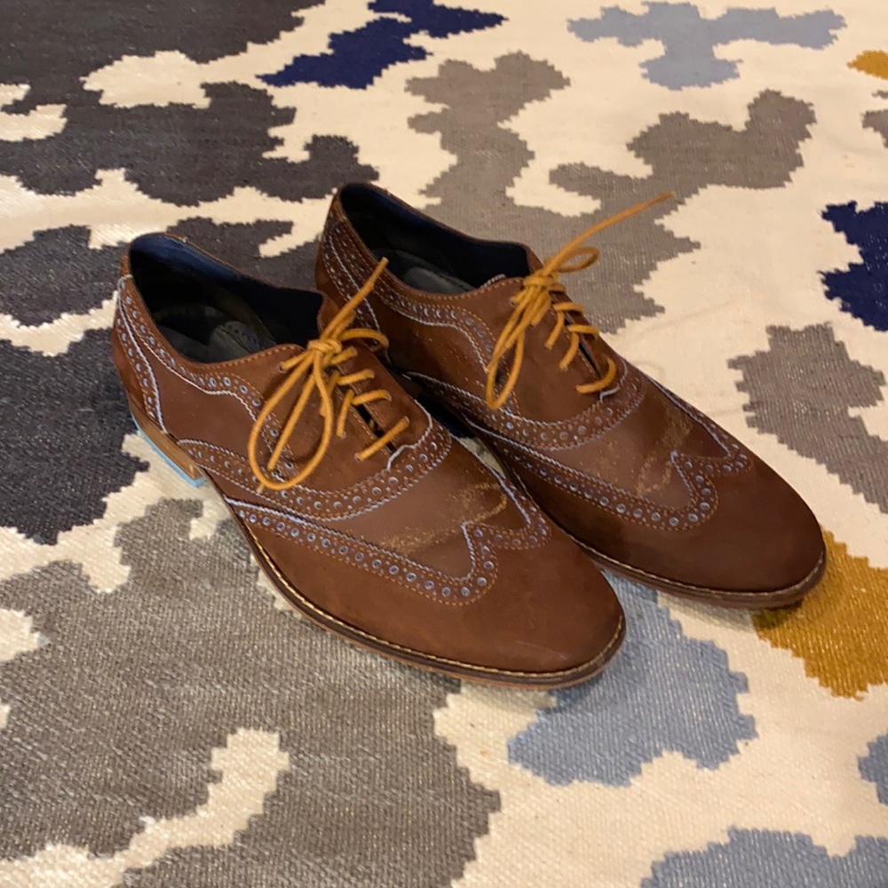 Cole Haan blue-accented wingtip suede brogues